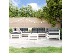Conjunto de salón de jardín de 8 piezas de pino macizo blanco Dkd Home Decor