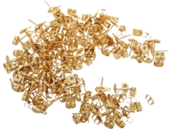 100 Piezas De Pendientes De Aro De Acero Inoxidable Para Mujer, Chapados En Oro, Cierres Ligeros.