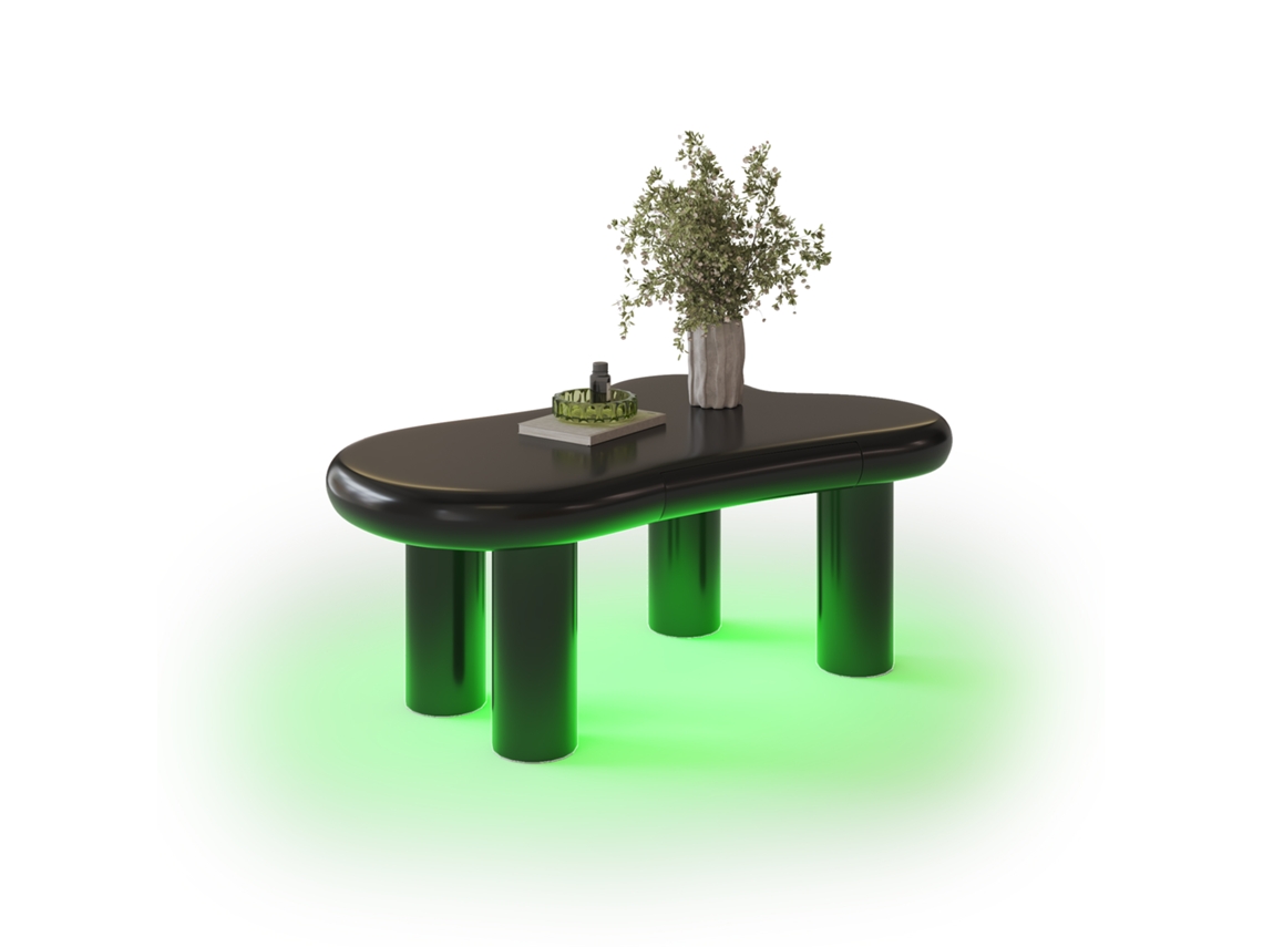 Mesa Centro Nube Negra Mdf Led 16 Colores Cajón Almacenamiento Salón Moderno