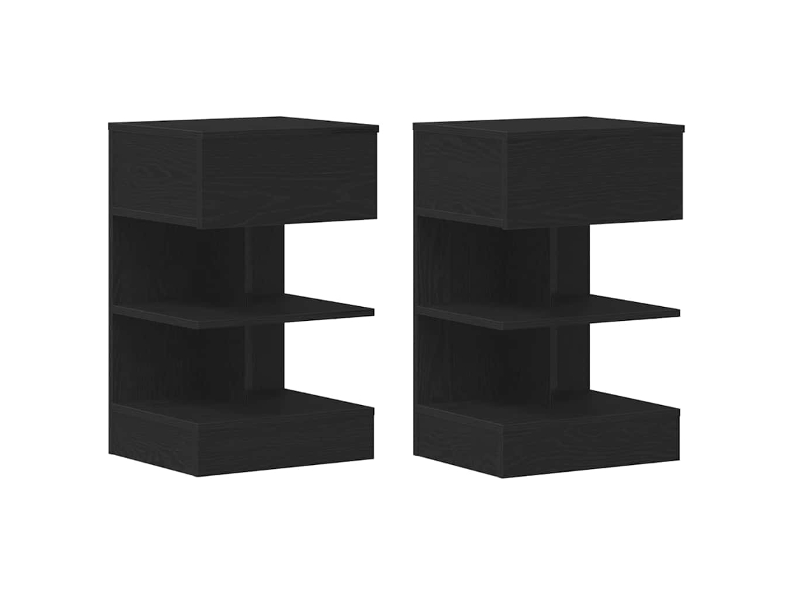 Maison Exclusive - Armario De Noche Con Cajón 2 Pcs Roble Negro 40 X 35 X 65 Cm