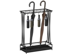 Suporte Guarda-chuvas Aço 21 Espaços 24 Ganchos 50x24x68 Cm Preto