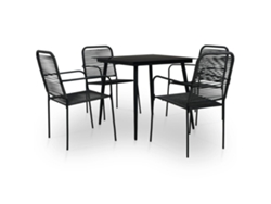 Juego de comedor de jardín de 2 piezas en cuerda de algodón y acero negro Dkd Home Decor