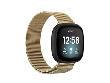 Correa Smartwatch Para Fitbit Versa 4 Pulsera Milanesa De Metal Magnética Dorada VENISYMLIS