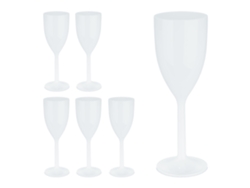 Relaxdays Copas Vino Plástico, Set De 6, Irrompibles Y Libres De Bpa, 220 Ml, Reutilizables, Vasos Camping, Blanco