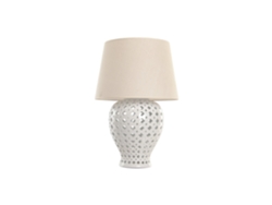 Lampara Sobremesa Porcelana Lino Blanco 45x45x69cm