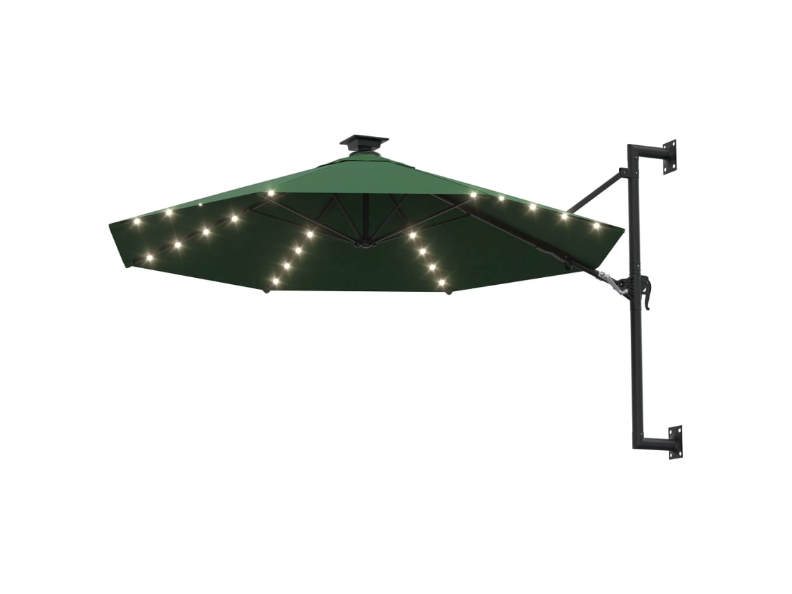 Toldo parasol tipo vela para jardín con luces LED, 300 cm, verde, HARLANV1