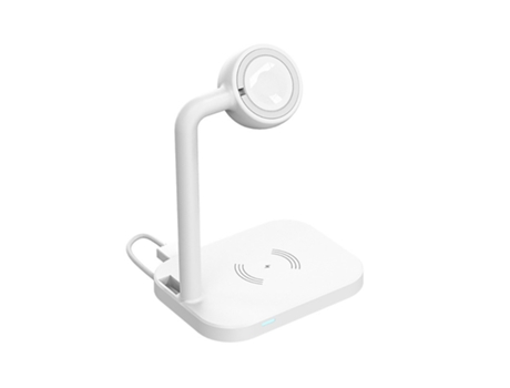 Cargador inalámbrico, carga rápida de 15 W, cargador inalámbrico 2 en 1, blanco