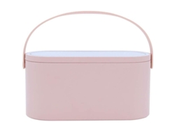 Estuche De Maquillaje Con Espejo Táctil Led, Organizador Portátil, Caja De Almacenamiento Rosa