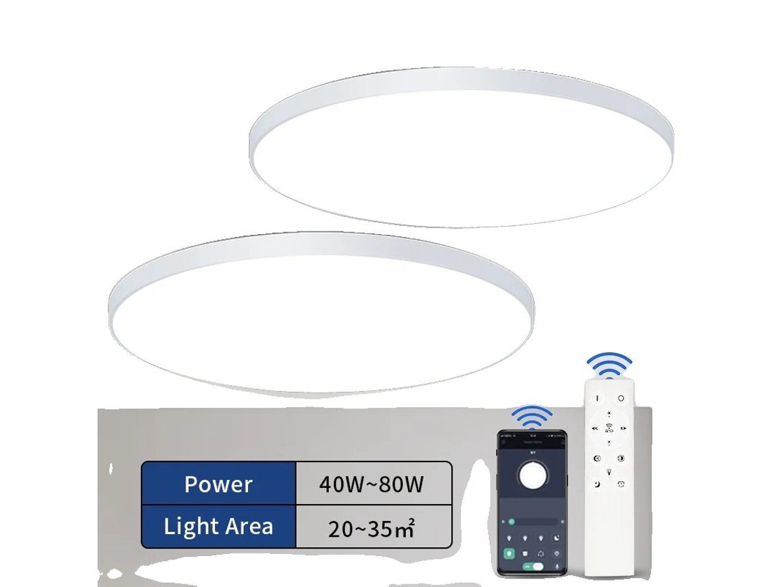 Lámpara de techo inteligente, regulable, temperatura de color 3000k-6500k, control remoto, 2 aspas, 80w OEM