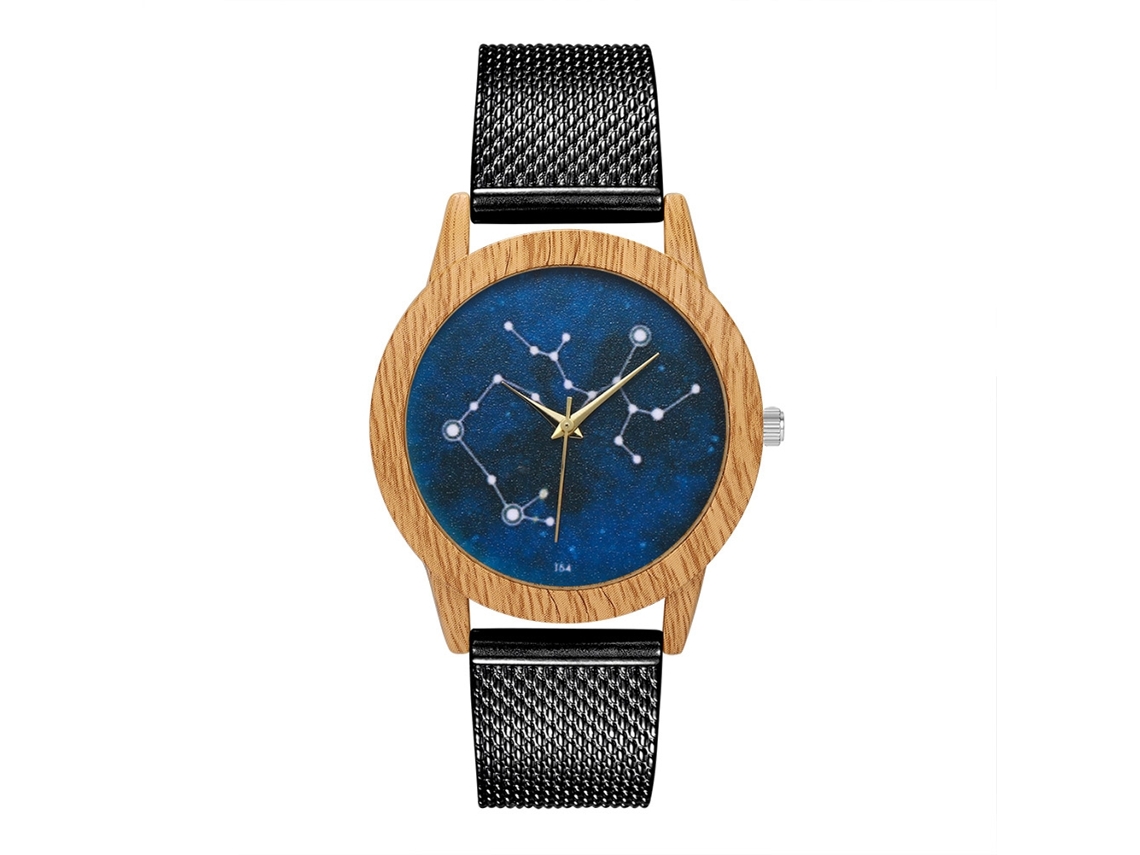 Reloj De Cuarzo Unisex De Moda Con Correa De Malla Dial Redondo Zhoulianfa (negro)