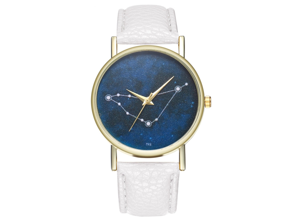 Reloj De Pulsera Unisex Zhoulianfa Con Estampado De Constelaciones Y Correa De Piel Sintética Blanca.