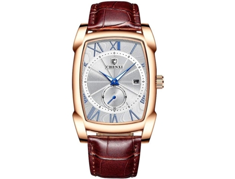 VEANXIN Reloj Retro para Hombre Correa de Cuero Reloj de Pulsera Cuadrado Impermeable-negro plata