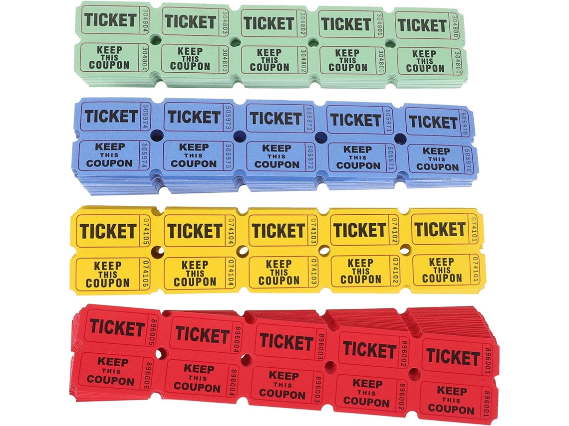 800 Boletos De Rifa De Papel De Colores Para Eventos, Diseño Ligero Y Transparente.