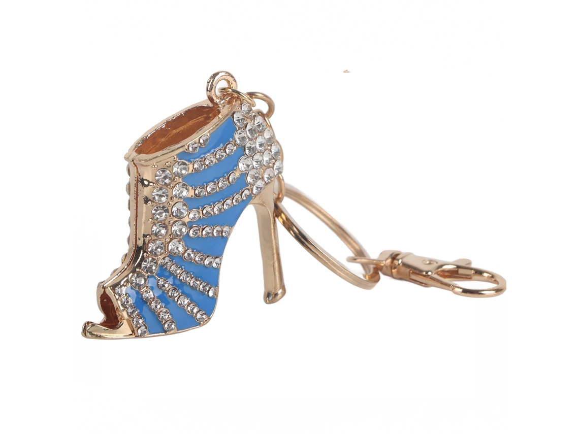 Zapato decorativo de cristal con tacón alto, colgante, monedero y llaves: un elegante regalo para mujer.