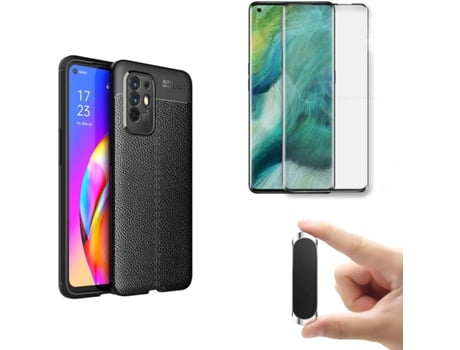 Kit Película Cristal Oppo Find X3 Neo PHONESHIELD Rugged Leather y Soporte Magnético Negro