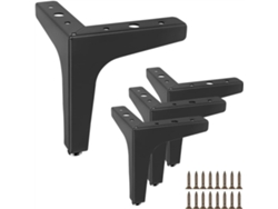 Pacote de 4 Pés para Móveis Pernas de Mesa Triangulares de 10 Cm Pés de Metal Preto
