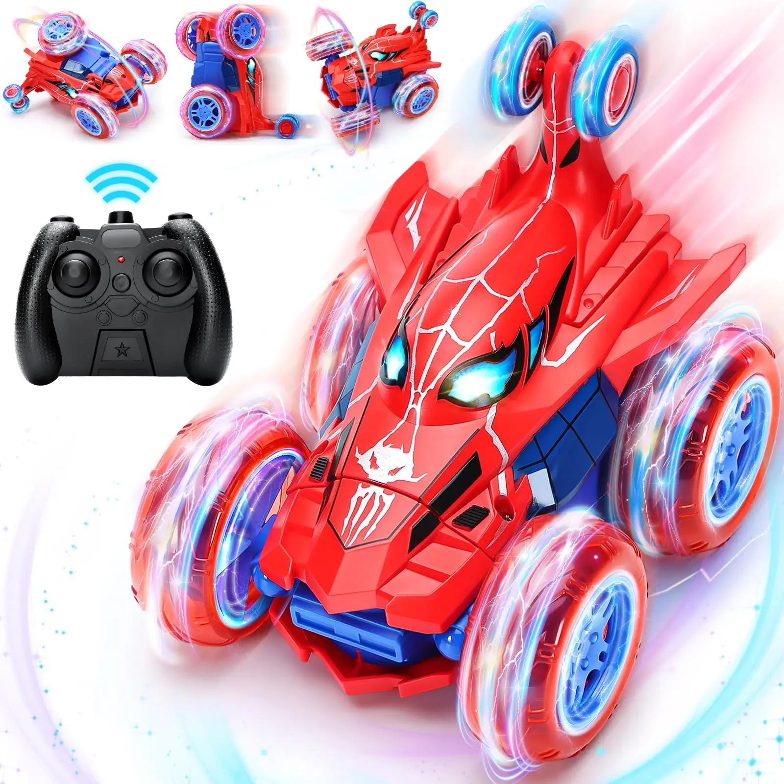 Coche Teledirigido Rojo Con Temática De Araña - Acrobacias Rodantes, 2,4 Ghz