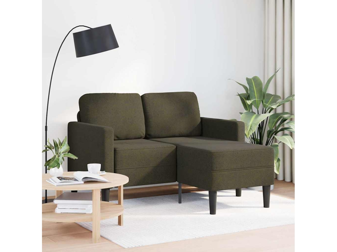 Maison Exclusive - Sofá De 2 Plazas Con Chaise Longue En Forma De L, Color Verde Militar, 125 Cm, Piel Sintética