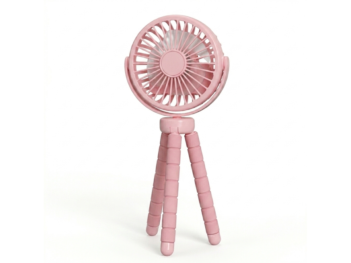 Ventoinha Portátil Dobrável 500mah 3 Velocidades Com Rotação 360º Pritech Pbp-1119 Rosa