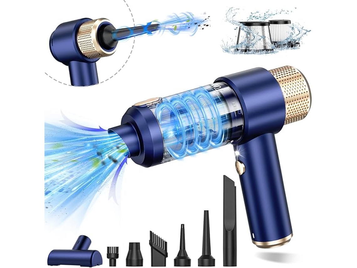 Aspiradora de mano de 6000 pa (azul/dorada)