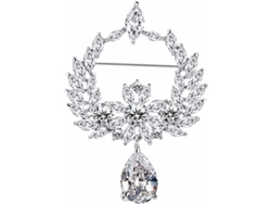 2026-broche De Hoja De Olivo Plata Con Zirconia Aaa Accesorios Para Abrigos Mujer