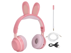 Auriculares Bluetooth 5.0 Para Niños Con Luces Led, Orejas De Conejo, Inalámbricos, Color Rosa.