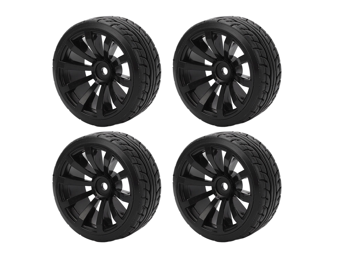 4 Neumáticos Duros Para Drifting Para Coche Rc Tamiya Tt02 A Escala 1/10. Juego De Ruedas Y Neumáticos De Goma Negra.