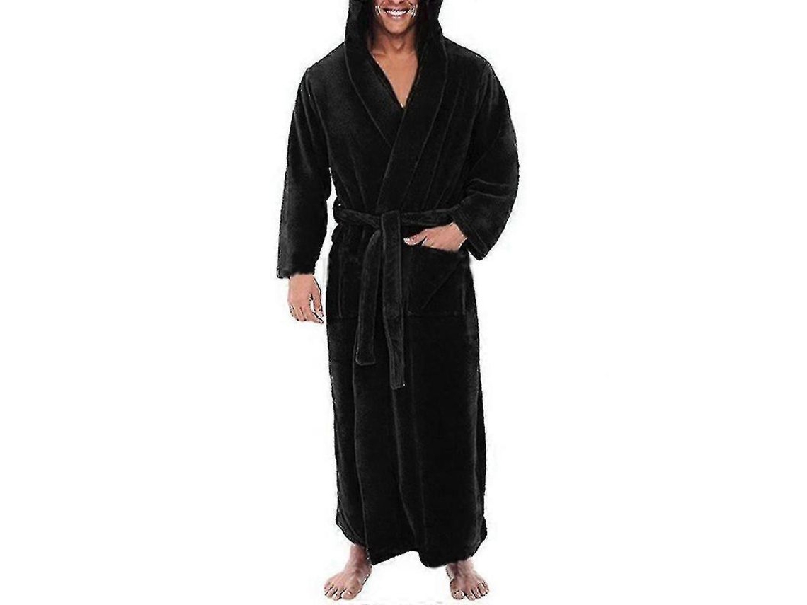 Traje De Baño Largo Con Capucha De Felpa Suave Para Hombre, Invierno 2024