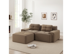 Sofá Modular Boneless 2 Plazas - L-förmig, Profundo, Cómodo, Con Otomán Y Tapizado De Corduroy - Marrón