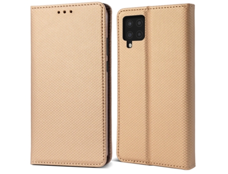 Funda Flip MOOZY para Samsung A22 4G en dorado - Funda tipo cartera magnética inteligente con soporte y compartimentos para tarjetas.