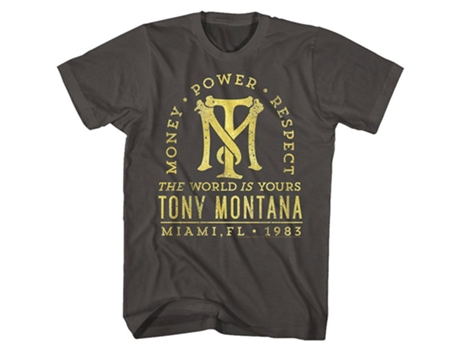 Camiseta ROCKINSTONE con texto dorado de Scarface (S)