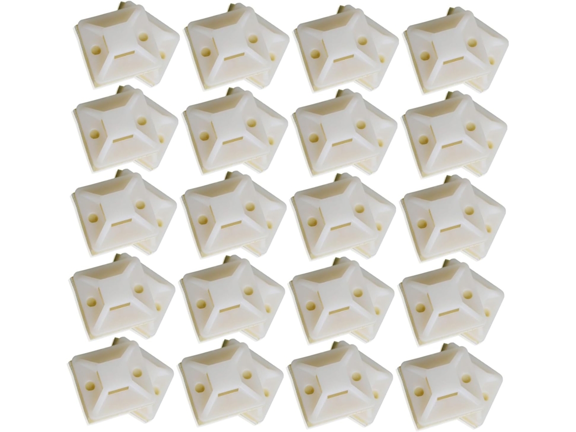 100 Piezas De Soportes Adhesivos Blancos Para Bridas De Cables