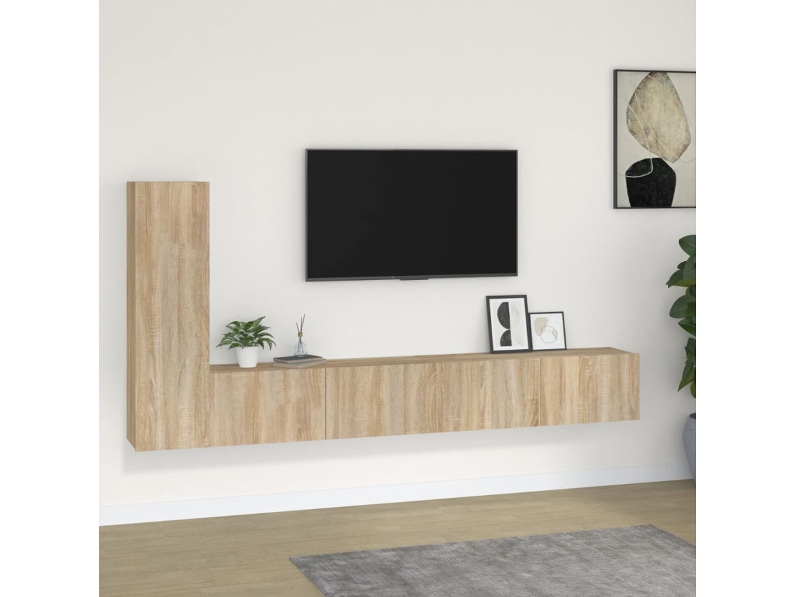 Pack Muebles de Armario Tv 3 Pzs Madera Procesada Roble Sonoma