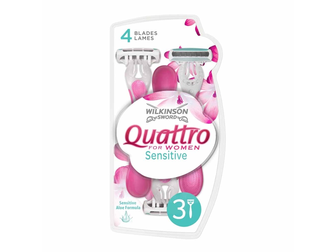 Hojas de afeitar Quattro Sensitive para mujer, paquete de 3, de Wilkinson