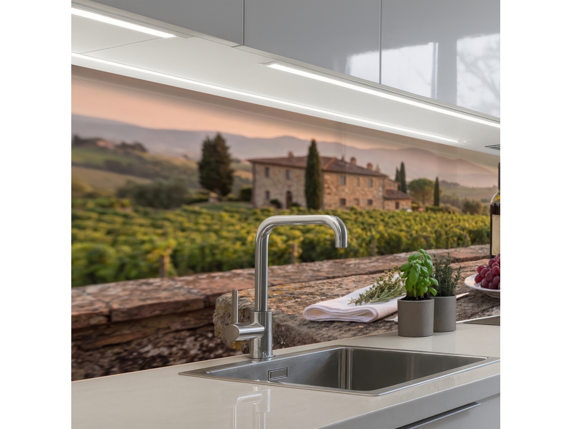 Paneles antisalpicaduras para cocina - Vino - Copas - Uvas - Viñedo 150x60 cm