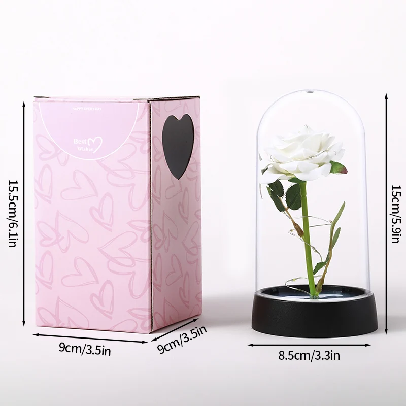 Rosas Preservadas En Botella De Vidrio, Adorno Floral Artificial Para Escritorio Con Caja De Regalo.