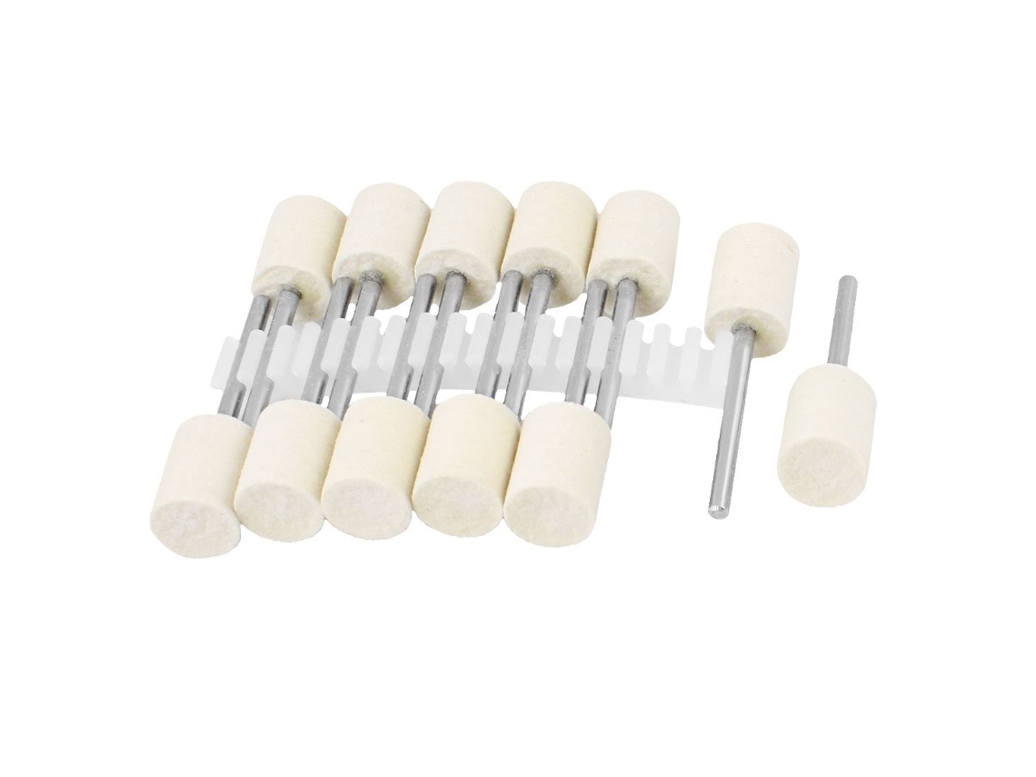 12 puntas de pulido cilíndricas de fieltro con vástago de 3 mm y cabeza de 12 mm CHABERLU
