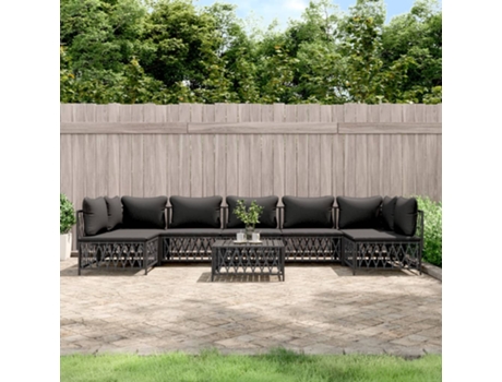 Conjunto 8 de muebles de jardín VIDAXL con cojines acero antracita