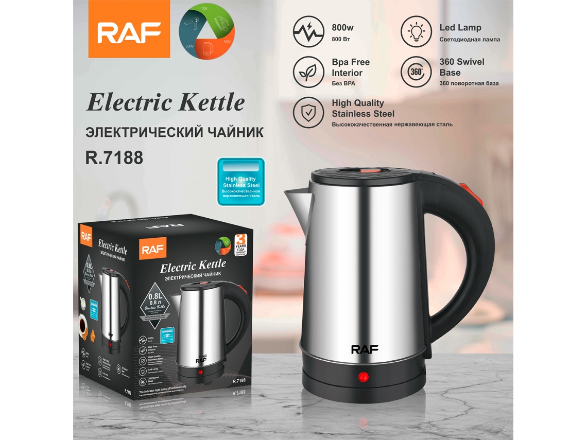 Hervidor eléctrico de acero inoxidable estilo europeo, 0,8 L, con apagado automático. Mdug