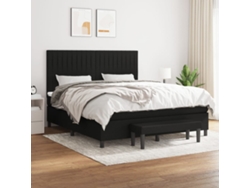 Cama Box Spring Con Colchón Tela Negro 180x200 Cm