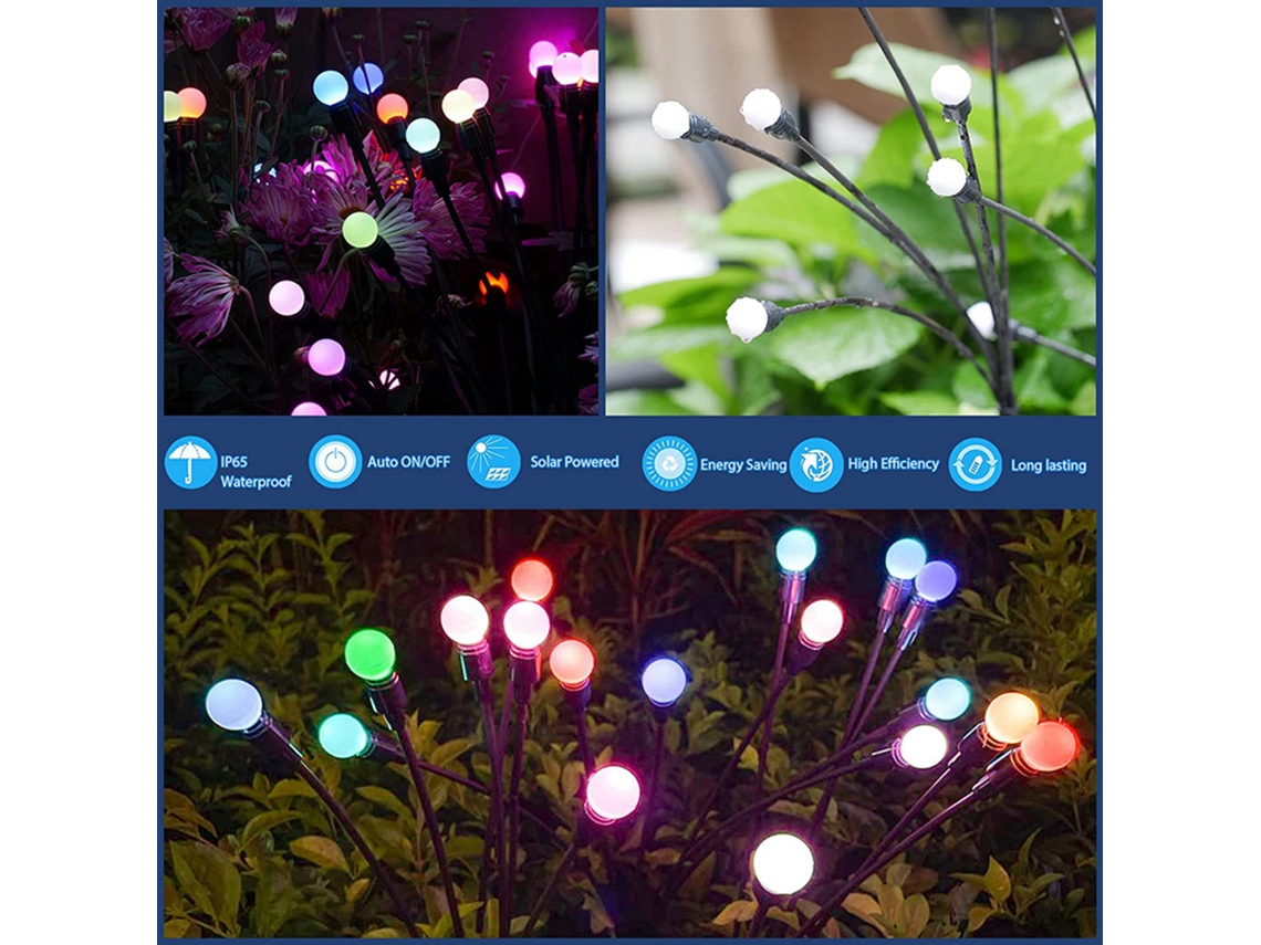Lámpara solar de jardín 2026 con luces de luciérnaga, impermeable, para exteriores, caminos, decorativa, paisajística, luz nocturna.