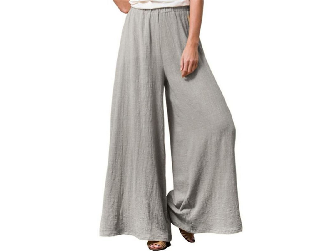 2026-pantalones Anchos Para Mujer Con Cintura Elástica Sueltos Y Casuales De Mezcla De Algodón Talla M-3xl
