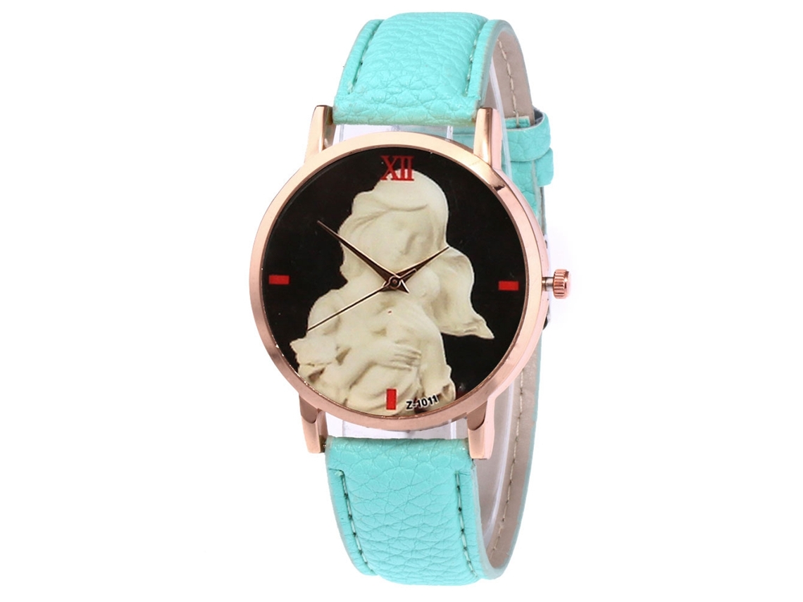 Reloj Unisex Para Niño O Niña Con Correa De Cuero Sintético, Estilo Casual De Cuarzo (verde Menta).
