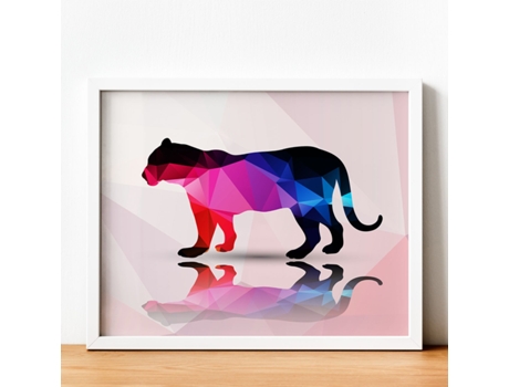 Póster NACNIC de Animales Geométricos con Fondos A Color. Tigre, Ilustrada con Formas Geométricas, y con Un Colorido Fondo.