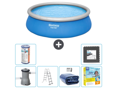 Piscina Hinchable Redonda Fast Set BESTWAY - 457 x 122 cm - Azul - Incluida Bomba - Escalera Accesorios CB27