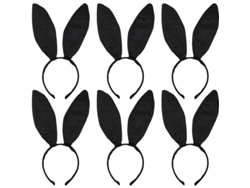 Conjunto De 6 Diademas Grandes Y Bonitas Con Orejas De Conejo Negras Para Fiestas De Halloween.