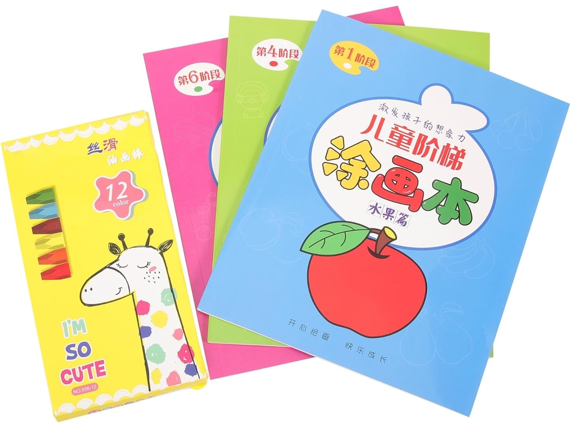 Juego de páginas para colorear con lápices de grafito para niños y niñas, lápices de colores, páginas de regalo.