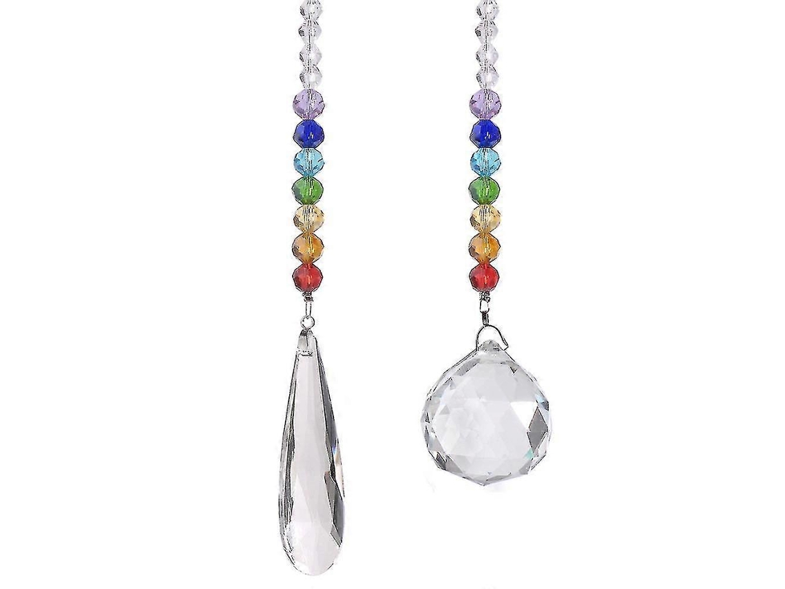 2 Prismas de Cristal para Lámpara de Araña, Jardín, Ventana, Creador de Arcoíris, Chakra, Decoración Colgante, Alta Calidad.