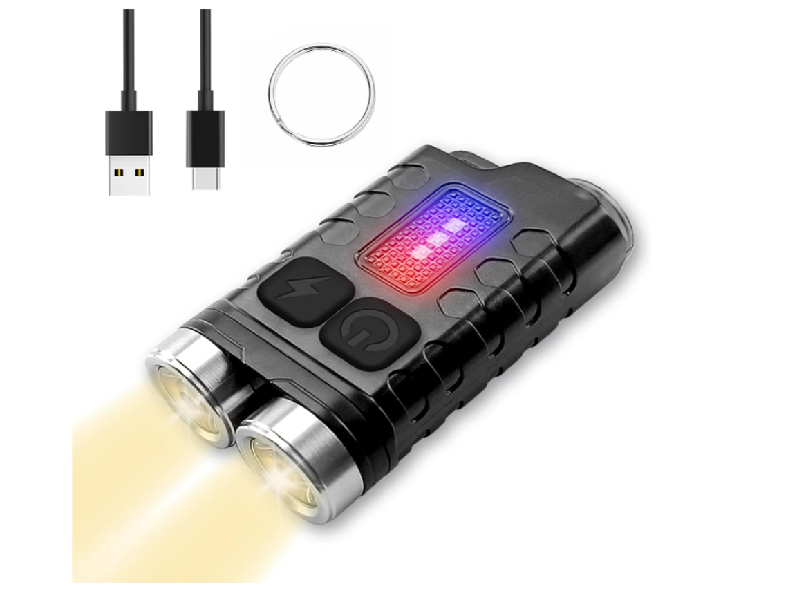 Linterna táctica LED EDC con 12 modos de luz, recargable por USB C, superbrillante, resistente al agua IP65, Yizhood (negra)