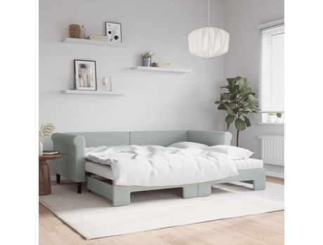 VIDAXL Sofá cama nido con colchón terciopelo gris claro 90x200 cm